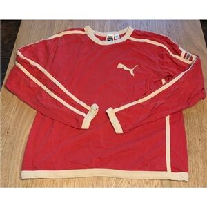 vintage puma ringer long sleeve pullover size medium red cream